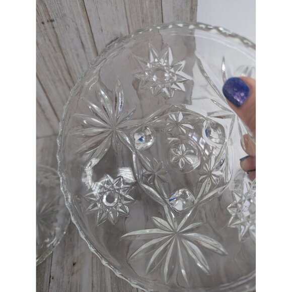 Vintage Set of 2 Anchor Hocking Star Of David 3 Footed Glass Bowl Bon Bon Dish - Picture 6 of 7